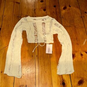 SHEIN cropped backless tie sweater, small, beige